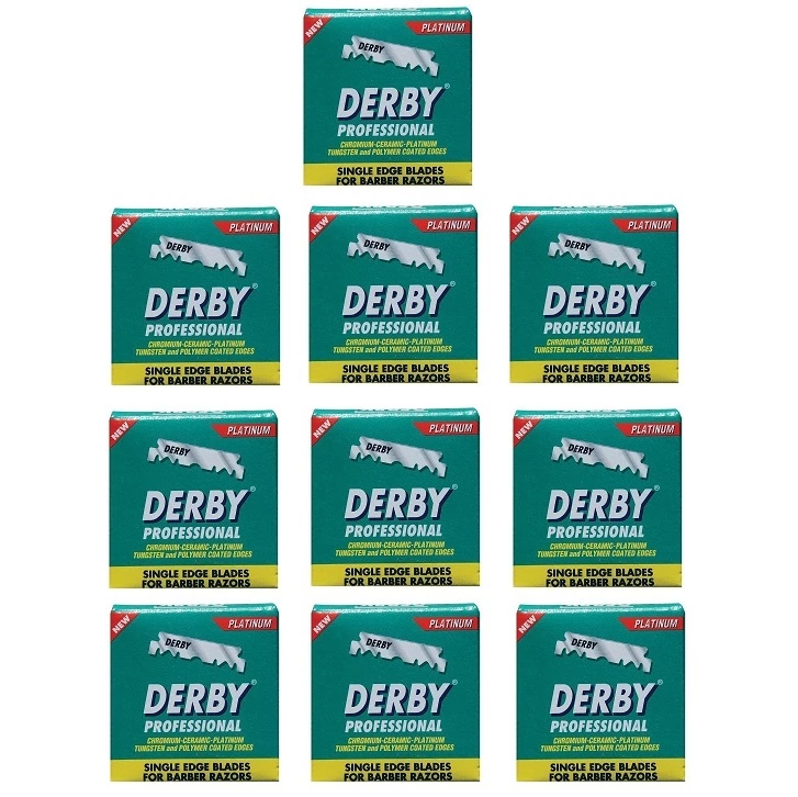 Derby Professional Single Edge Blades - Сменные лезвия для бритья Половинки 10 упаковок по 100 шт